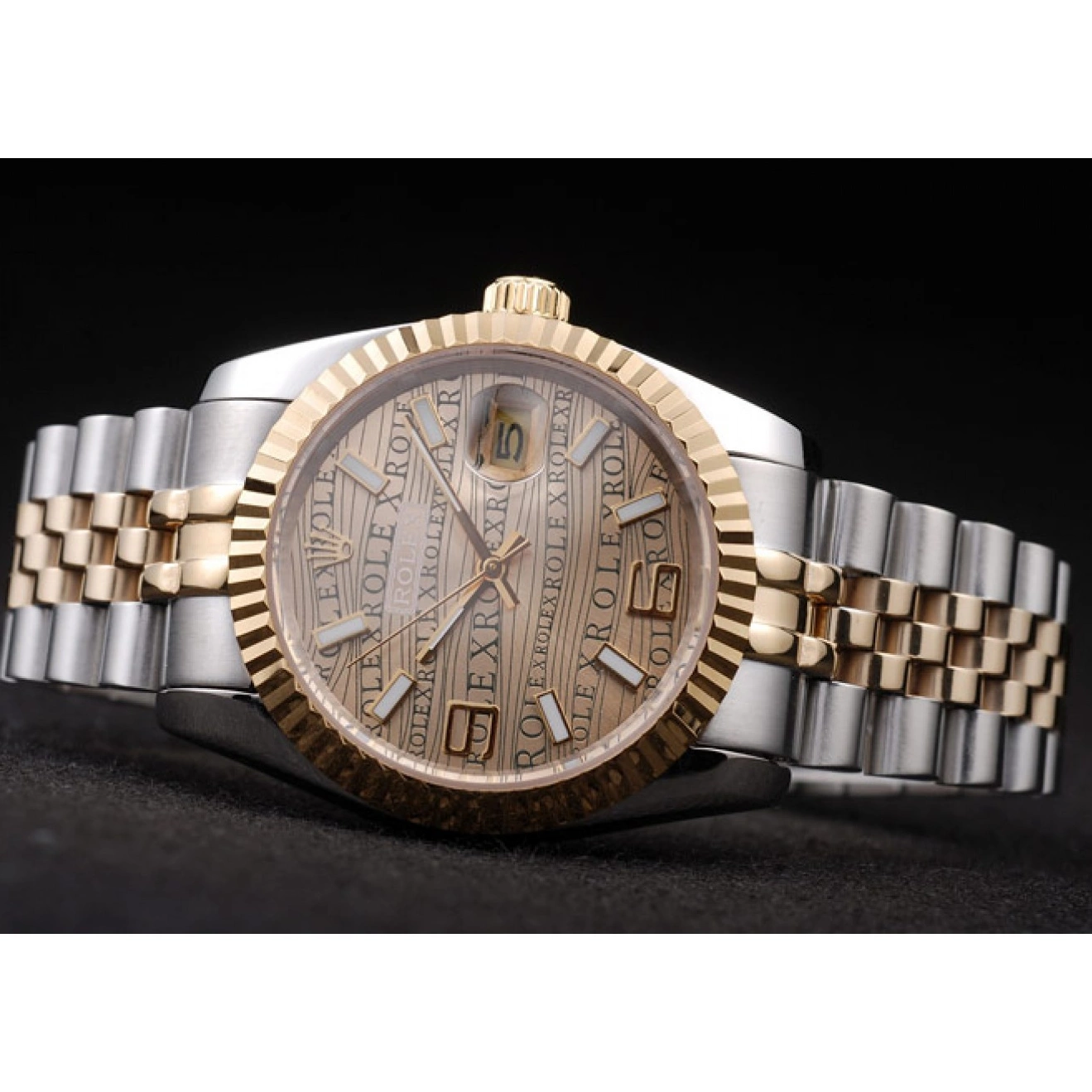 Aaa replica watch Rolex Stainless PlatedGold DateJust Dial Tone Two 18k Gold Steel 0728